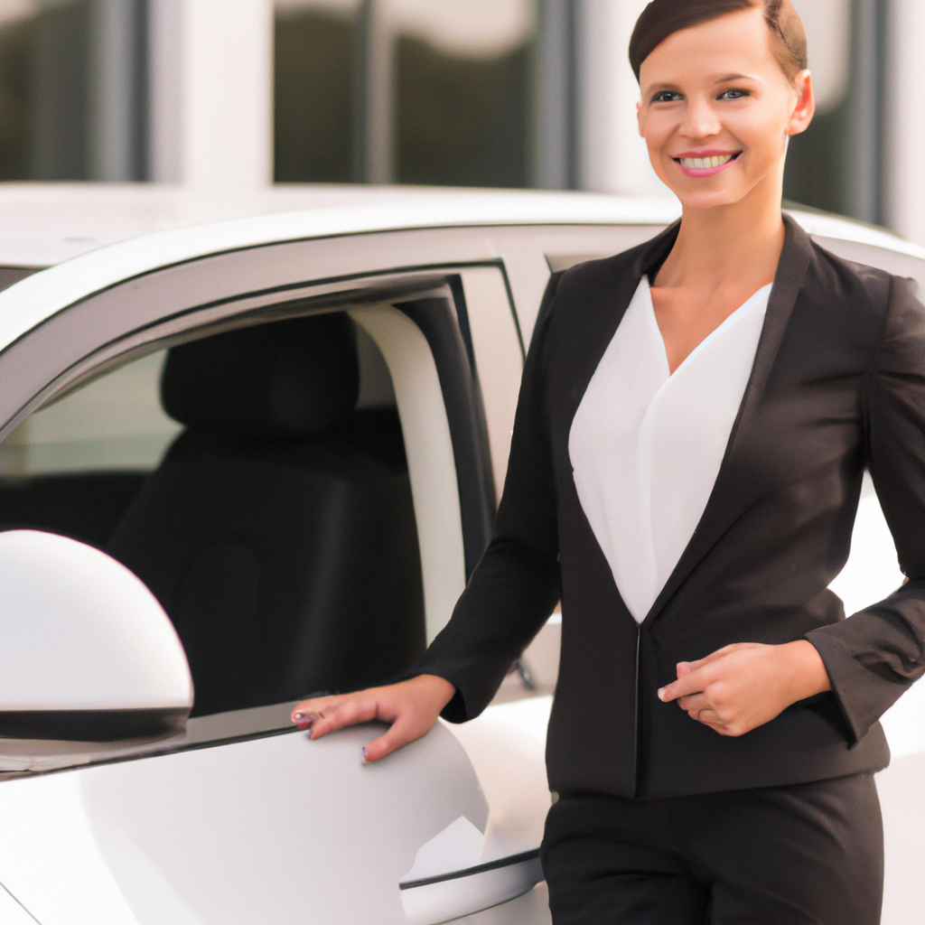 Executiva com carro novo